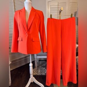 New York and Company Orange Blazer and Pant Suit